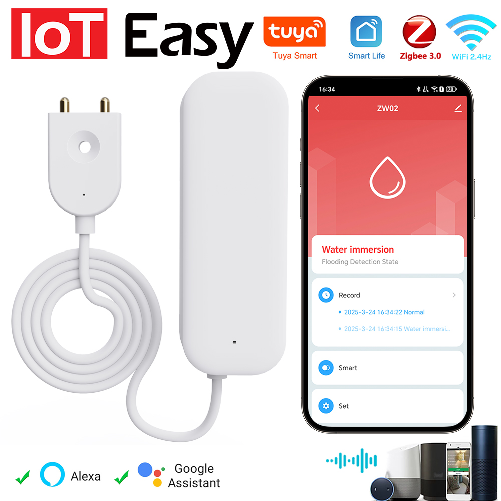 Tuya WiFi ZigBee Water Sensor  - đánh giá và giá Home Security With Alarm