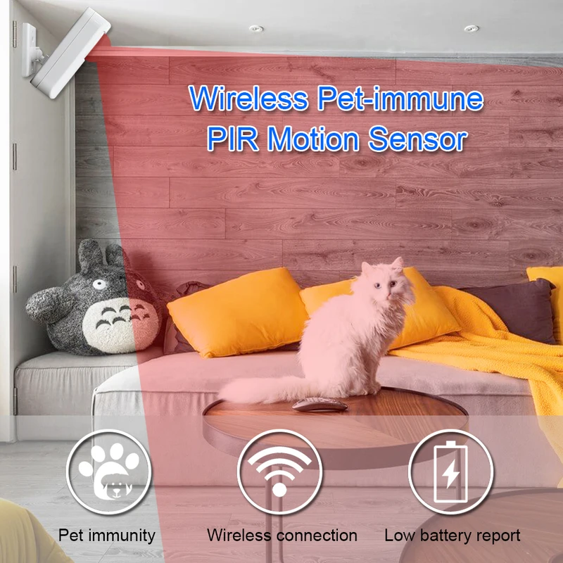 White Wireless 433MHz Infrared - đánh giá và giá Pet Immune Pir Sensor